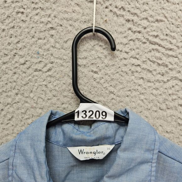 Vintage Wrangler Shirt Mens Size 36 Blue Long Sleeves Button Up USA Made - Picture 7 of 7